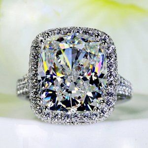 *NEW Platinum Cushion Halo Dome Engagement Ring